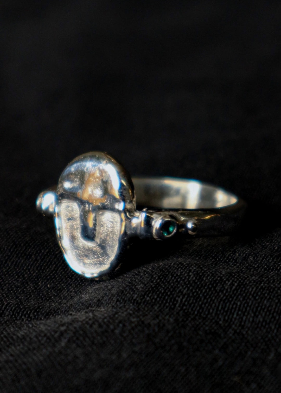 Tribal mask ring - silver