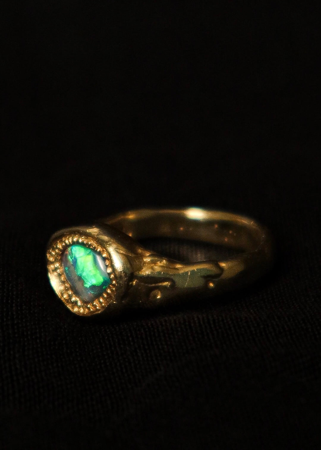 boulder opal ring in 14 karat gold